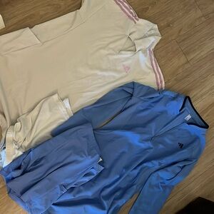 2 adidas tennis/golf dresses - one short and one long sleeve - both M